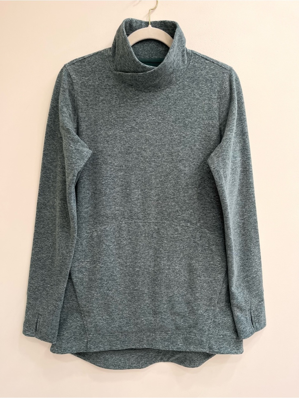 Duluth Trading Company Frost Lake Tunic Fleece Heather Green Mock Neck Small